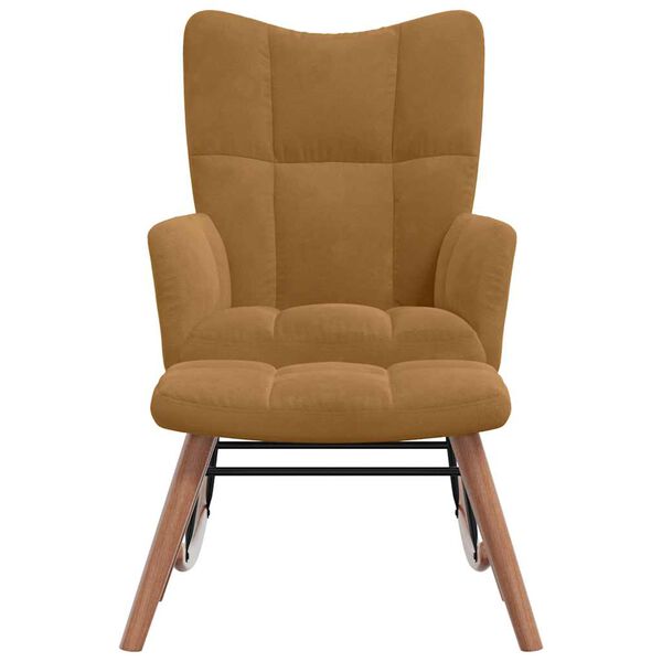 vidaXL ロッキングチェア（スツール付き）ブラウンベルベット