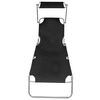 vidaXL 折りたたみサンラウンジャー キャノピー付き アルミ製 ブラック