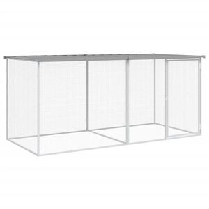 vidaXL 屋根付きチキンケージ ライトグレー 203x98x90 cm 亜鉛メッキ鋼
