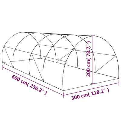 vidaXL 温室 18m² 600x300x200cm