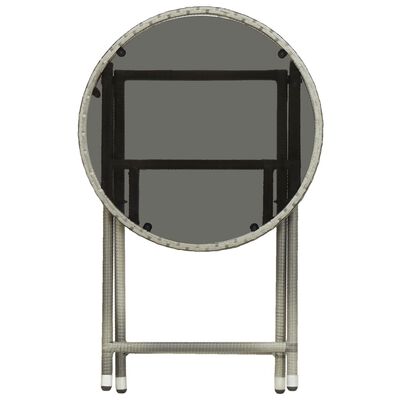 vidaXL ティーテーブル 60cm ポリラタン＆強化ガラス製 グレー