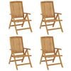 vidaXL リクライニングガーデンチェア クッション付き 4点 チーク無垢材