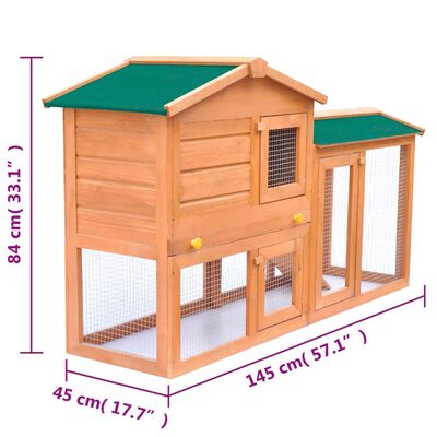 vidaXL 屋外用 大型うさぎ小屋 小動物ハウス ペットケージ 木製