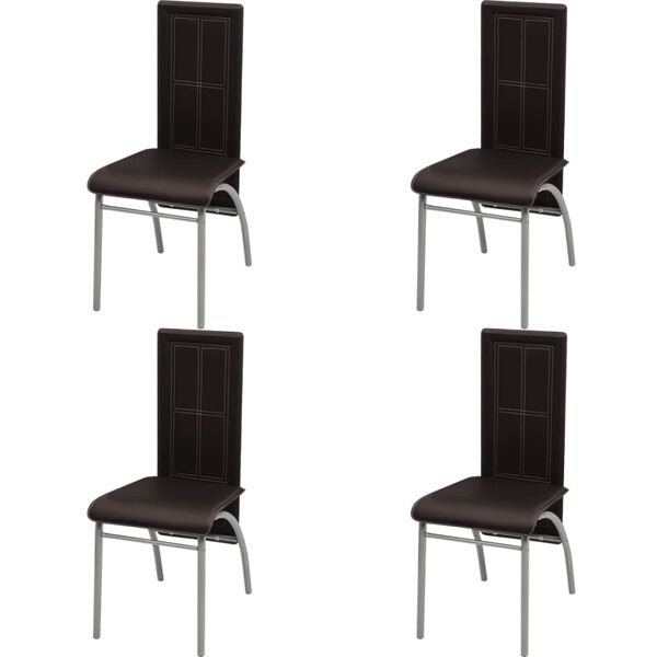 vidaXL ダイニングチェア 4点セット 合成皮革 ブラウン