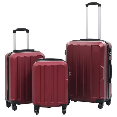 vidaXL ハードスーツケース3点セット ワインレッド ABS製