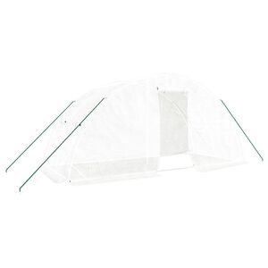 vidaXL 温室 スチールフレーム ホワイト10m&sup2; 5x2x2.3 m