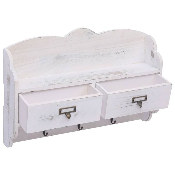 vidaXL 壁掛けコートラック ホワイト 50x10x34cm 木製
