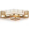 vidaXL 6ピース ガーデンラウンジセット クッション付き クリーム色 無垢アカシア材
