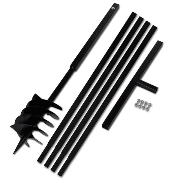 vidaXL グラウンドドリル ハンドル付き 180mm 延長チューブ 5m スチール