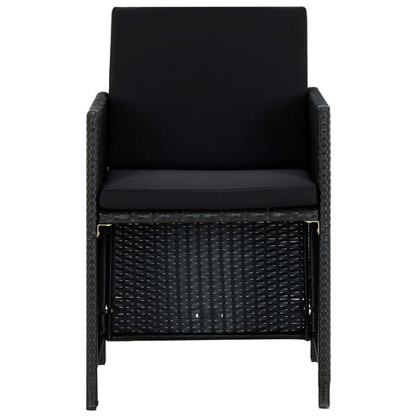 vidaXL 屋外ダイニング5点セット クッション付き ポリラタン製 ブラック