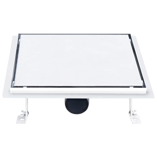 vidaXL シャワー排水口 (2-in-1 フラット＆タイル挿入カバー付き) 28x28cm ステンレススチール製