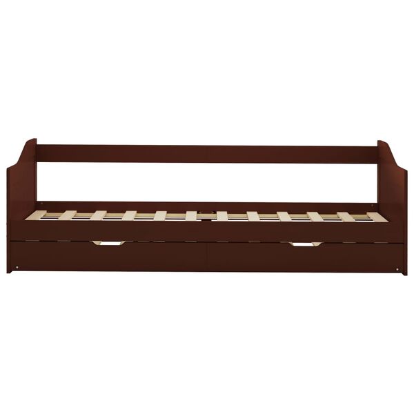 vidaXL 引き出し式ソファベッドフレーム ダークブラウン パイン材 90x200cm