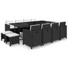 vidaXL 屋外ダイニング13点セット クッション付き ポリラタン製 ブラック