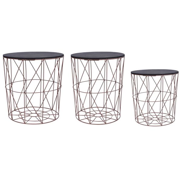 vidaXL コーヒーテーブル 3点 コッパー