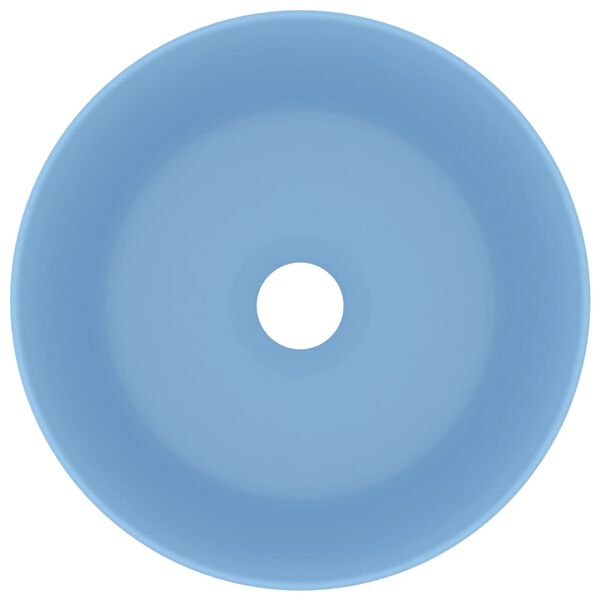 vidaXL ラグジュアリー 洗面器 丸型 マットライトブルー 40x15cm セラミック製