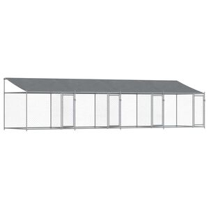 vidaXL 犬用ケージ ルーフ&ドア付き グレー 8x2x2 m 亜鉛メッキ鋼