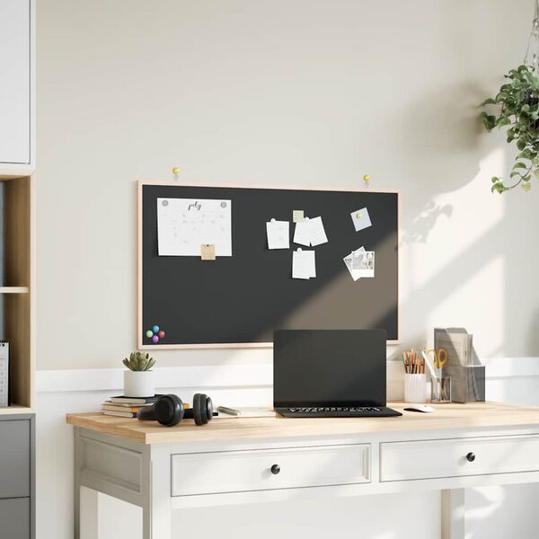 vidaXL 黒板（無垢パイン材フレーム）ブラック 100x55 cm