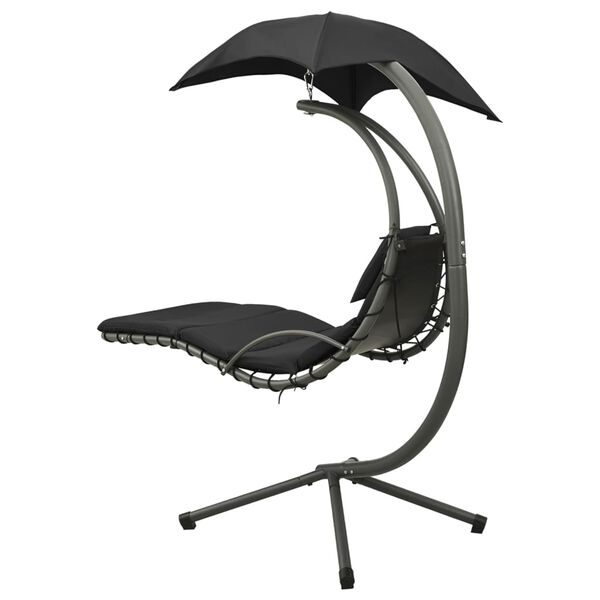 vidaXL ガーデンスイングチェア ブラック＆グレー 190x90x200 cm 布製