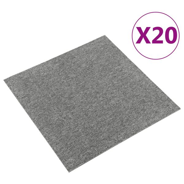vidaXL カーペット フロアタイル 20点 5㎡ 50×50cm グレー