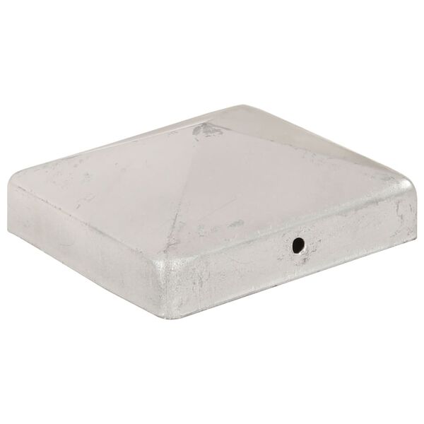 vidaXL ピラミッドフェンス 支柱キャップ 6点 亜鉛メッキ金属製 91x91mm