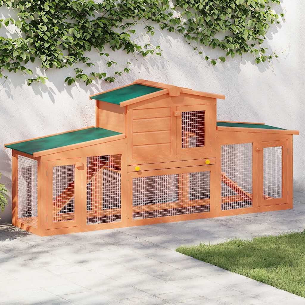 vidaXL 屋外用 大型うさぎ小屋 小動物ハウス ペットケージ 屋根付き