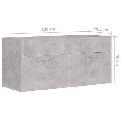 vidaXL バスルーム家具セット コンクリートグレー エンジニアリングウッド (804813+2x805001)