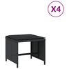 vidaXL ガーデンスツール クッション付き 4点 ブラック 40x40x35 cm ポリラタン製