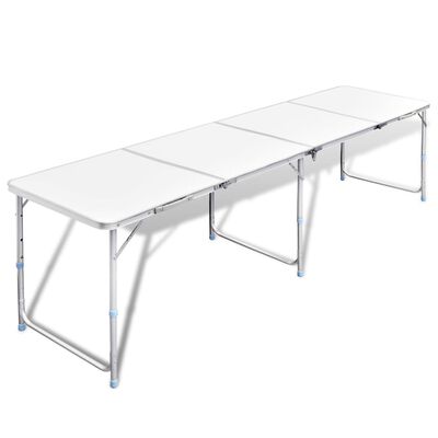 vidaXL 折りたたみキャンプテーブル 高さ調節可能 アルミ製 240 x 60 cm