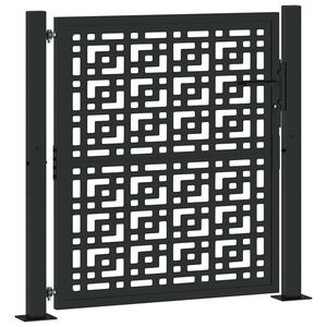 vidaXL ガーデンゲート ブラック 100x100cm スチール製 クロスデザイン