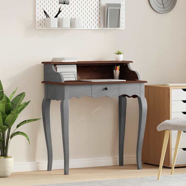 vidaXL ライティングデスク マホガニー無垢材 80x40x92cm