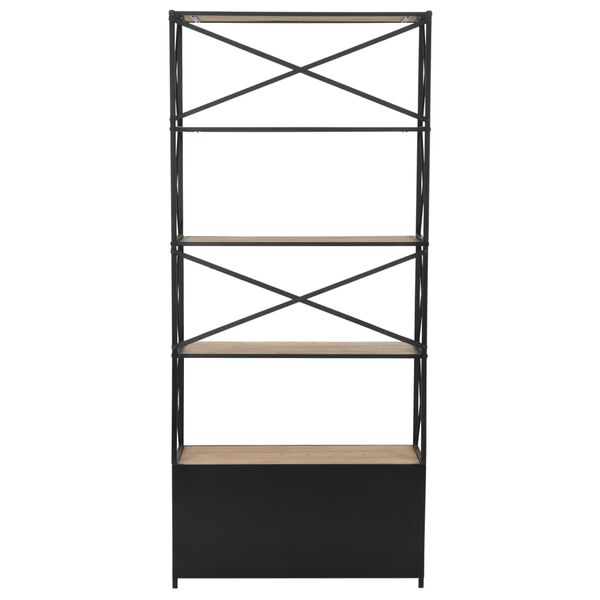 vidaXL 本棚 モミ無垢材＆スチール 80x32.5x180cm