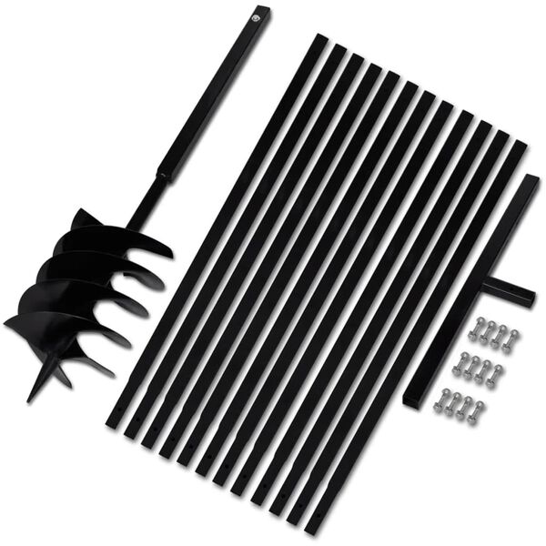 vidaXL グラウンドドリル ハンドル付き 200mm 延長チューブ 13m スチール