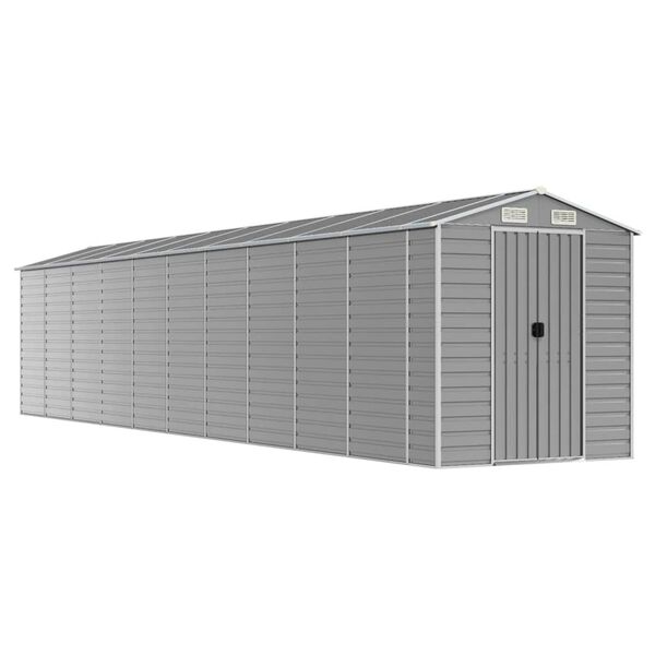 vidaXL ガーデンシェッド ライトグレー 191x895x198 cm 亜鉛メッキ鋼