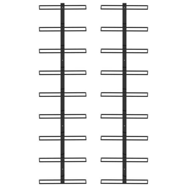 vidaXL 壁掛けワインラック 18本 2点 ブラック 鉄製