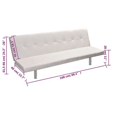 vidaXL ソファベッド 枕2点 合成皮革製 調節可能 クリームホワイト