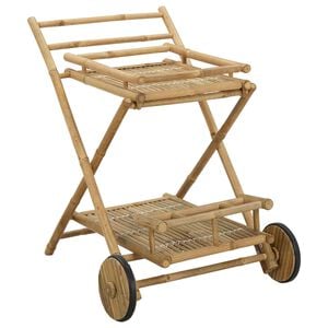 vidaXL 車輪付きサービングトロリー ナチュラル 79 x 67.5 x 84 cm 竹