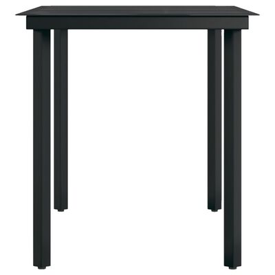 vidaXL ガーデンダイニングテーブル ブラック 140x70x74cm スチール＆ガラス製