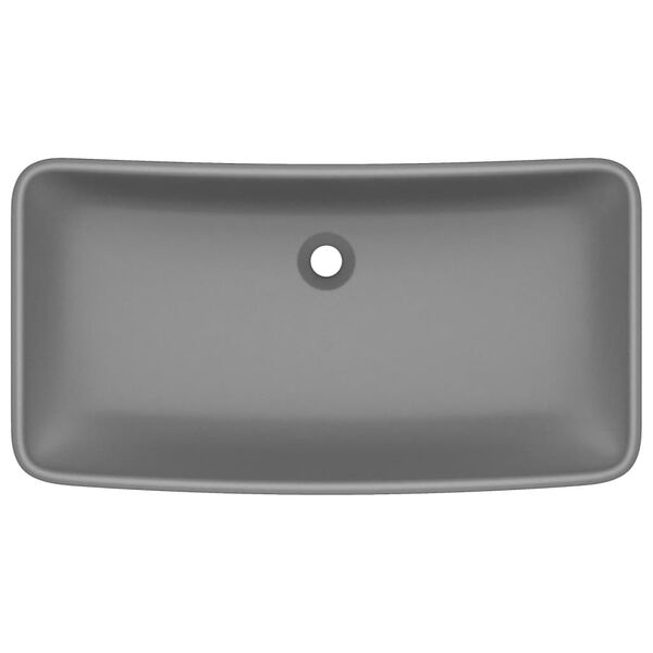 vidaXL 洗面器 長方形 マットダークグレー 71x38cm セラミック