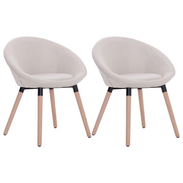 vidaXL ダイニングチェア 2点セット クリーム 布張り