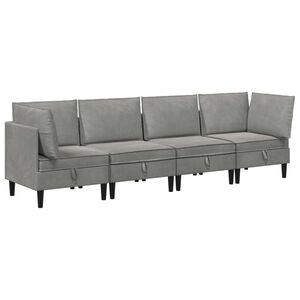 vidaXL リビングルーム家具セット クッション付き ストレージ付き 4 pcs ライトグレー ベルベット