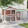 vidaXL 屋外用 大型うさぎ小屋 ブラウン＆ホワイト 145x45x84cm 木製