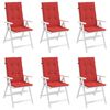 vidaXL ガーデンハイバックチェア クッション 6点 レッド 120x50x3 cm ファブリック