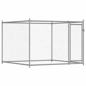 vidaXL 犬用ケージ ドア付き グレー 2x2x1.5 m 亜鉛メッキ鋼