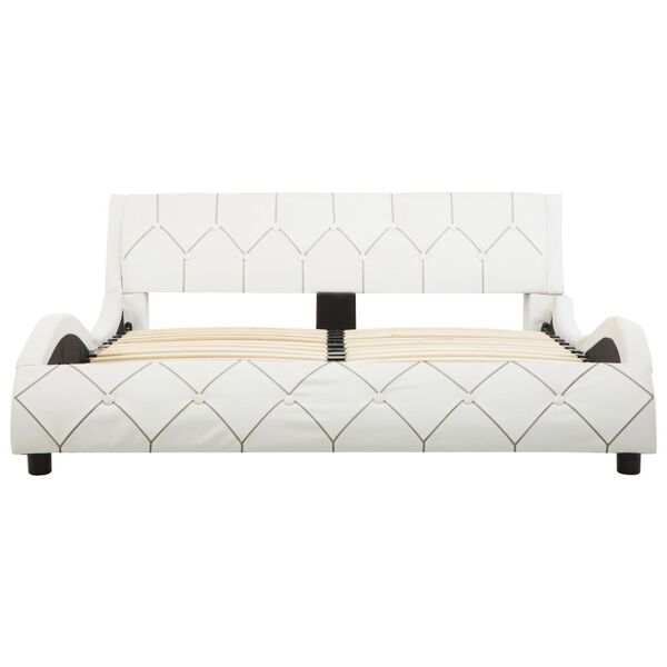 vidaXL ベッドフレーム ホワイト 合成皮革製 140x200cm