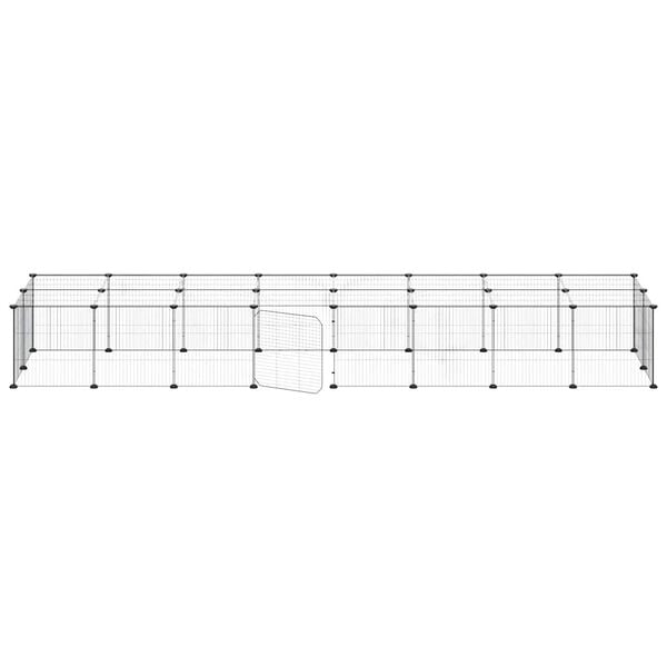 vidaXL ペットケージ パネル36枚 扉付き ブラック 35x35cm スチール