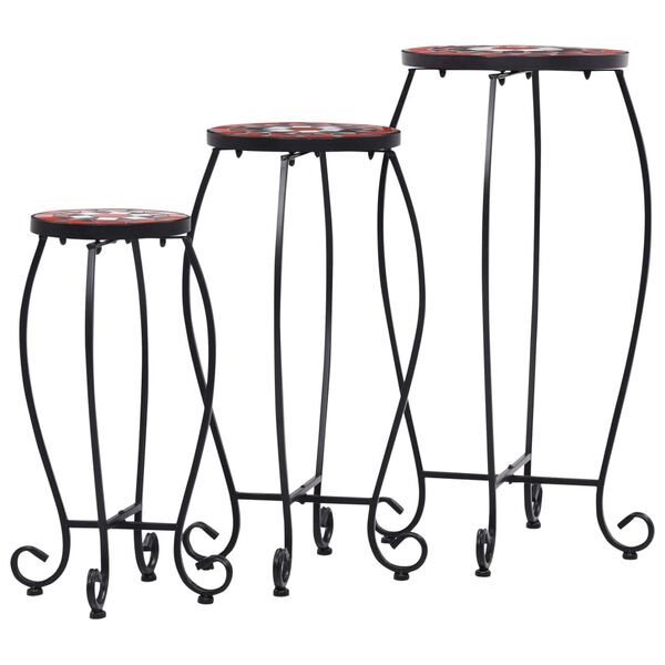 vidaXL モザイクテーブル 3点 セラミック製 テラコッタ＆ホワイト