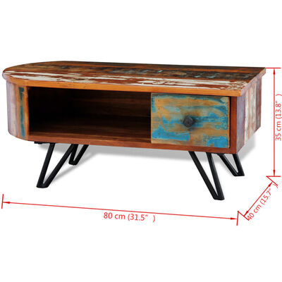 vidaXL コーヒーテーブル 鉄製ピンタイプ脚付き 無垢の再生木材