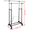 vidaXL 調整可能 洋服ラック キャスター4点＆ハンガーレール2本付き