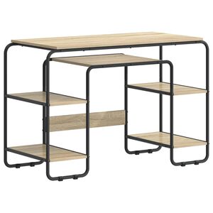 vidaXL 収納付きデスク ソノマオーク 113.5 x 52 x 75.5 cm エンジニアードウッドとスチール