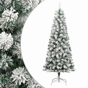 vidaXL 人工クリスマスツリー ヒンジ式 雪付き 180 cm